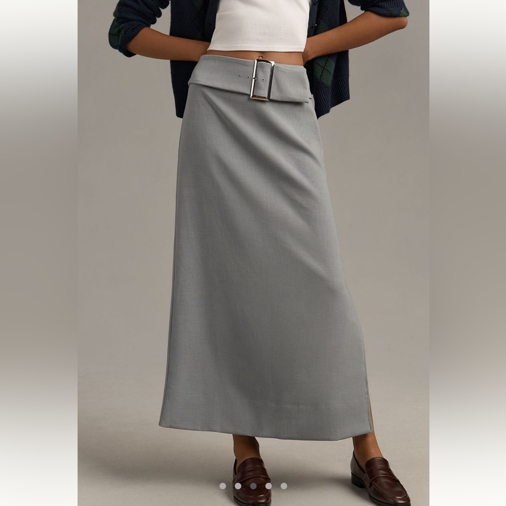 Maeve Gray Belted Maxi skirt